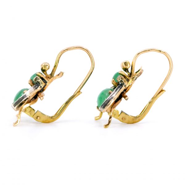 Antique Style Emerald and Diamond Fly Earrings