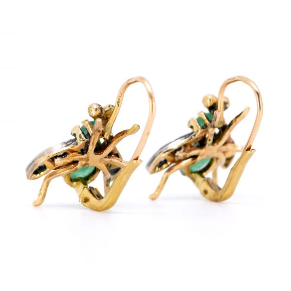 Antique Style Emerald and Diamond Fly Earrings