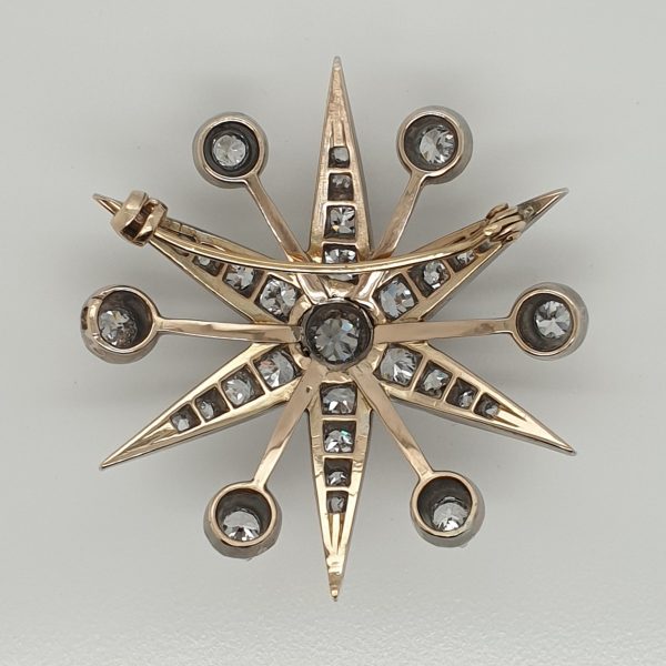 Antique Victorian 3.50ct Old Cut Diamond Star Brooch