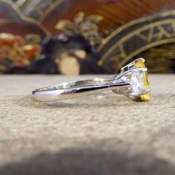 Contemporary 1.84ct Yellow Sapphire and Diamond Three Stone Ring