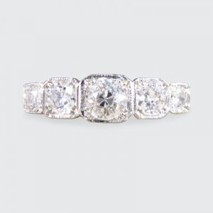 Contemporary Art Deco Style 0.80ct Diamond Five Stone Ring