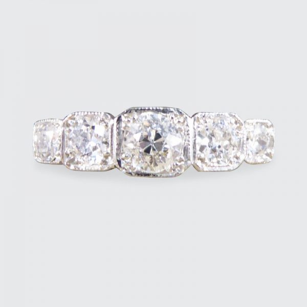 Contemporary Art Deco Style 0.80ct Diamond Five Stone Ring