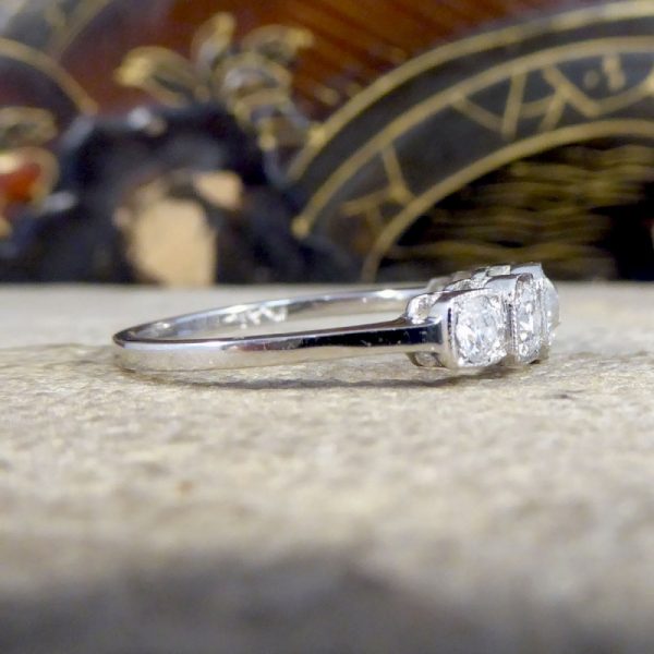 Contemporary Art Deco Style 0.80ct Diamond Five Stone Ring