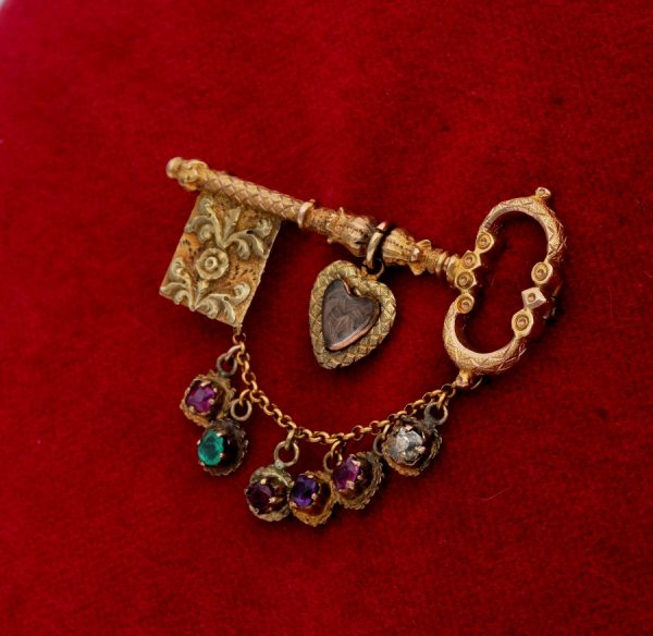 Antique Georgian Key to My Heart Rare 18ct Acrostic Brooch