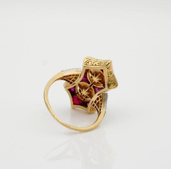 Antique French Edwardian Rare 1.80ct Natural Siam Ruby Duo Natural Pearl Ring