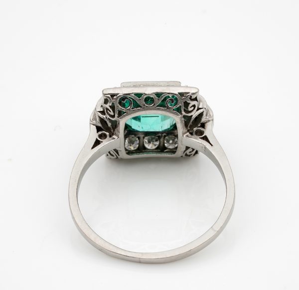 Spectacular Antique Art Deco 2.05ct Colombian Emerald .60ct Diamond Platinum Ring