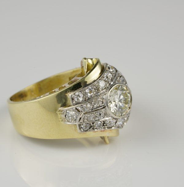 Outstanding Antique Art Deco Rare 1.50ct Diamond Buckle Ring