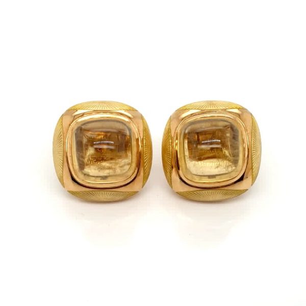 30.65ct Yellow Beryl 18ct Gold Earrings