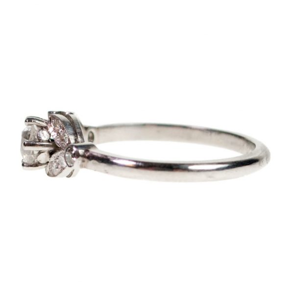 Vintage 0.60ct Old Mine Cut Diamond Leaf Design Ring
