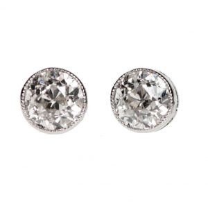 Vintage 1.10ct Old Mine Cut Diamond Stud Earrings