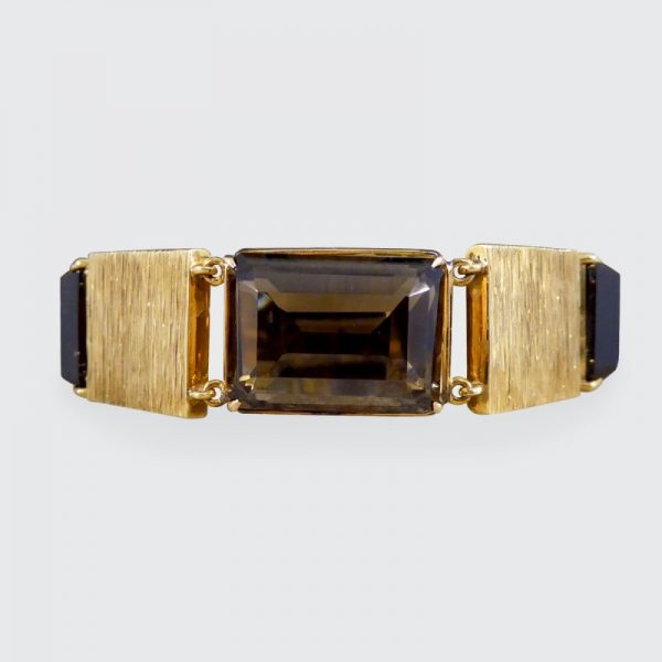 Vintage Smokey Quartz Panel Bracelet, Circa 1970