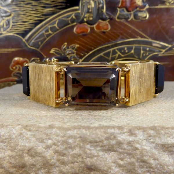 Vintage Smokey Quartz Panel Bracelet, Circa 1970