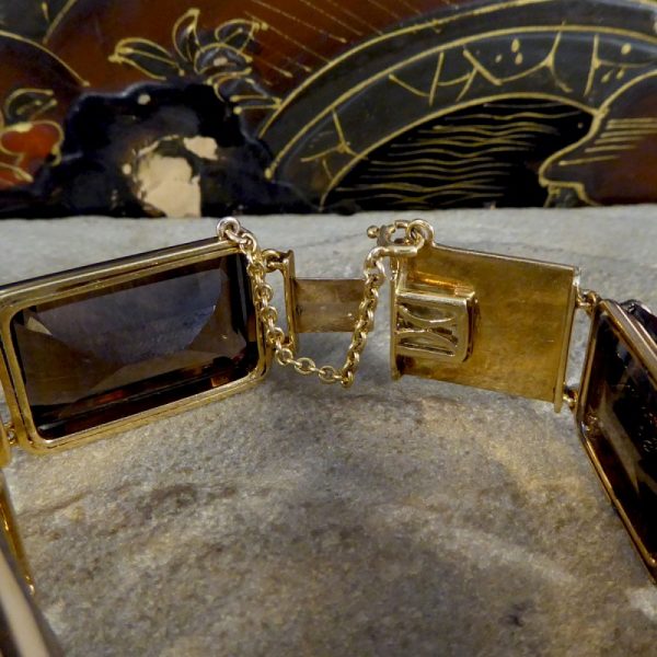 Vintage Smokey Quartz Panel Bracelet, Circa 1970