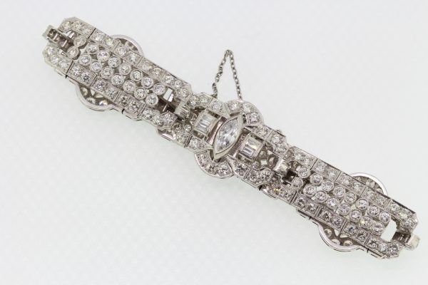 Art Deco Platinum and Diamond Bracelet, 12 carat total