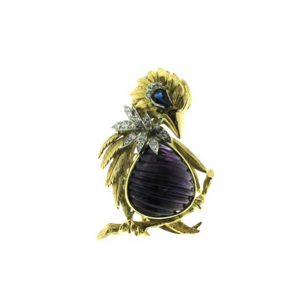 petochi bird brooch gold