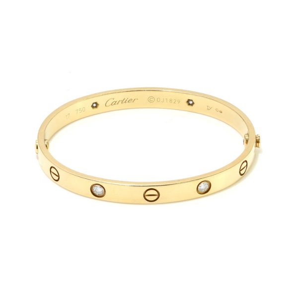 Cartier 18ct Gold Love Bangle Bracelet with Diamonds, 0.40 carat total, comes with Cartier certificate, Cartier box, and gold screwdriver