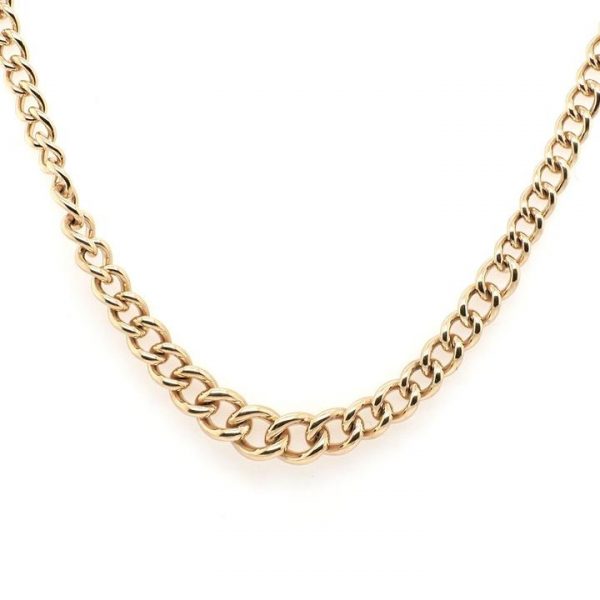 Vintage 9ct Yellow Gold Graduated Trace Chain Necklace; classic 9ct gold graduated open link trace chain necklace, 41cm 