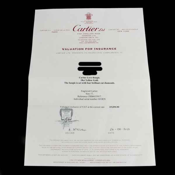 Cartier 18ct Gold Love Bangle Bracelet with Diamonds, comes with Cartier certificate, Cartier box, and gold screwdriver