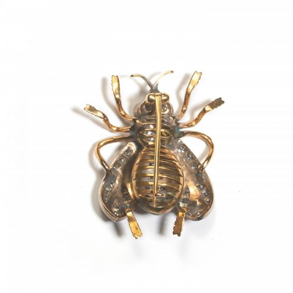 Modern Diamond Bee Brooch in silver-upon-gold