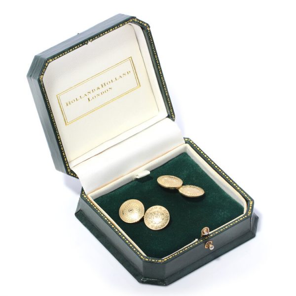 Vintage Holland and Holland 18ct Yellow Gold Double Sided Cufflinks, with Holland & Holland box, Circa 1997