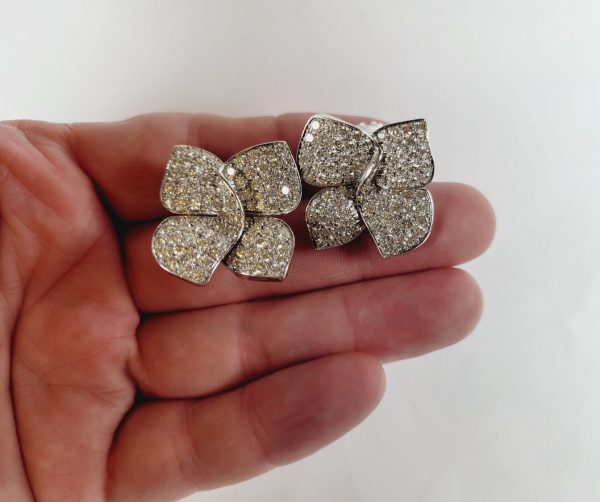 Vintage 8ct Pave Diamond Bow Earrings