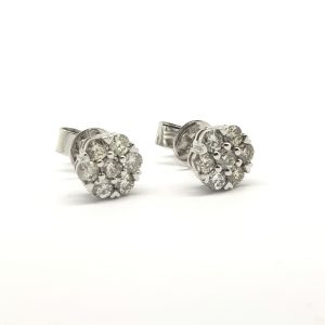 Diamond Floral Cluster Stud Earrings, 0.71 carat total