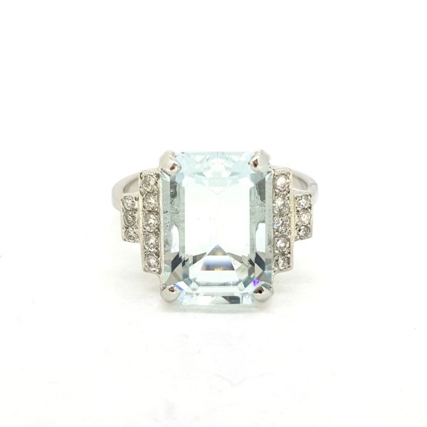 6ct Aquamarine and Diamond Dress Ring in Platinum