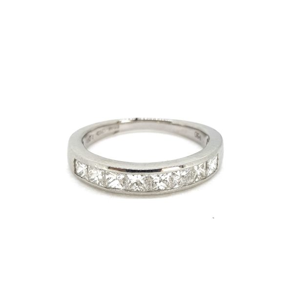 Princess cut Diamond Half Eternity Ring in Platinum, 1.00 carat total
