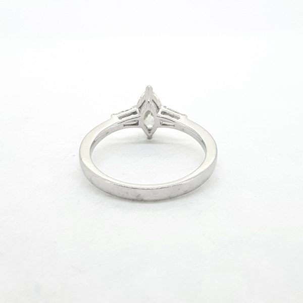 0.57ct Marquise Cut Diamond Ring with Tapered Baguette Shoulders