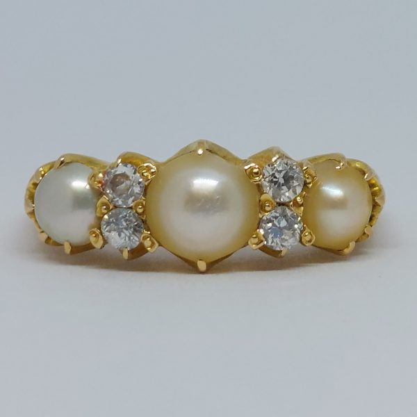 Antique Edwardian Natural Pearl and Diamond Ring