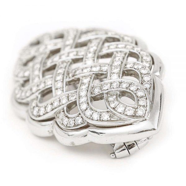2.5ct Diamond Celtic Love Knot Brooch in 18ct White Gold