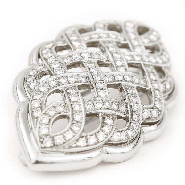 2.5ct Diamond Celtic Love Knot Brooch in 18ct White Gold