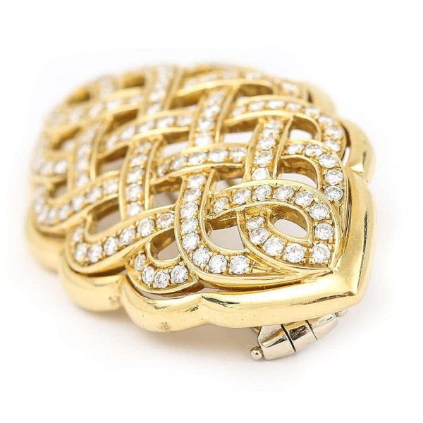 2.5ct Diamond Celtic Love Knot Brooch in 18ct Yellow Gold