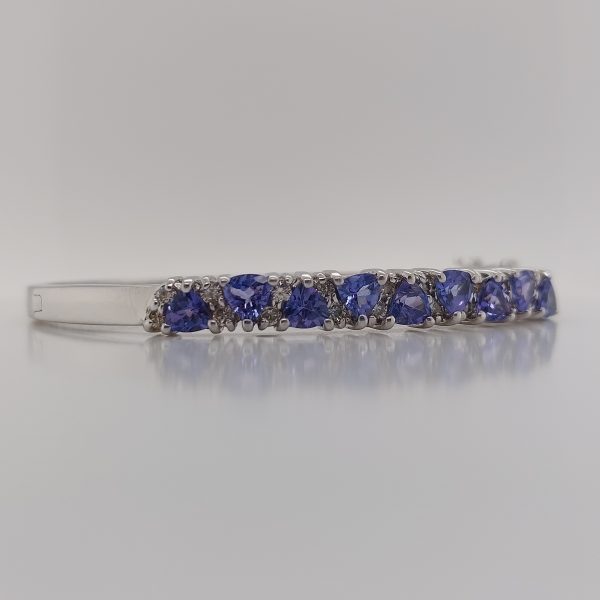 Modern 3.15ct Tanzanite and Diamond Bangle Bracelet