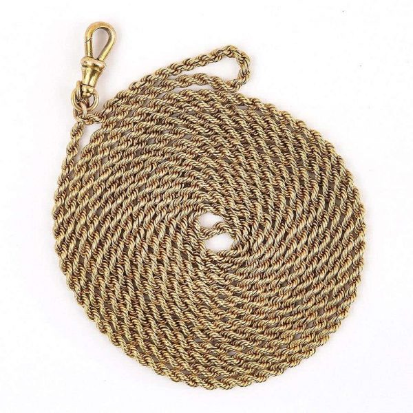 Antique Victorian 15ct Yellow Gold Rope Muff Guard Chain
