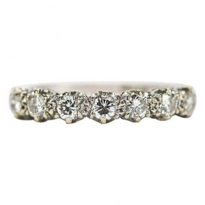 Vintage 18ct White Gold Diamond Est. 1.00ct Half Eternity Ring