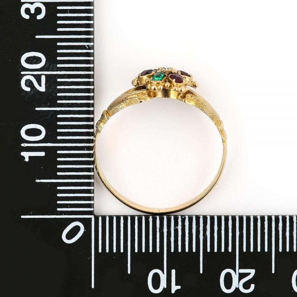 Antique Victorian Pansy REGARD and Fede Ring Circa 1880