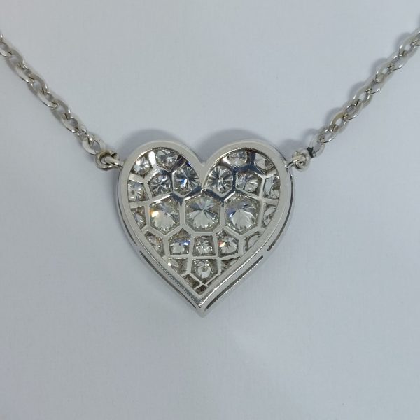 Vintage 1.25ct Pavé Diamond Heart Pendant Necklace
