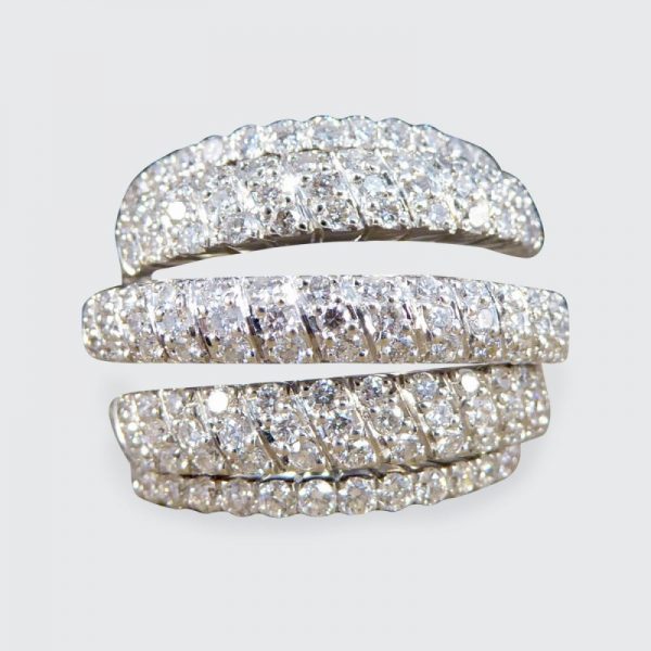Vintage 1.74ct Five Strand Half Eternity Diamond Ring