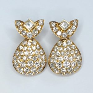 Vintage French Diamond Drop Earrings