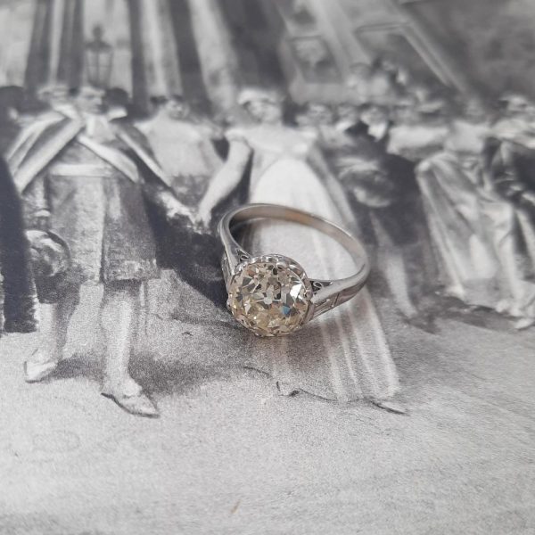 2.87ct Old European Cut Diamond Solitaire Ring in Platinum