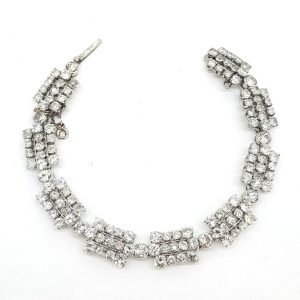 French Art Deco Diamond Bracelet in Platinum, 12 carats