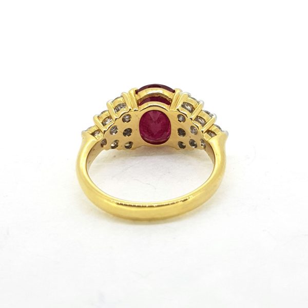 3.69ct Ruby and Diamond Dress Ring in 18ct Yellow Gold