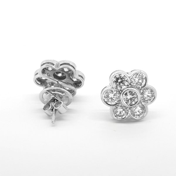 3ct diamond daisy flower cluster earrings