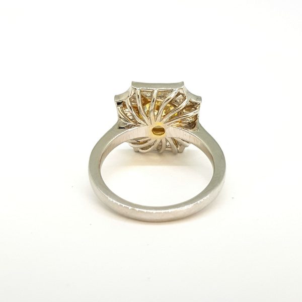 Fancy Yellow Diamond and Tapered Baguette White Diamond Cluster Ring, 2.03 carats