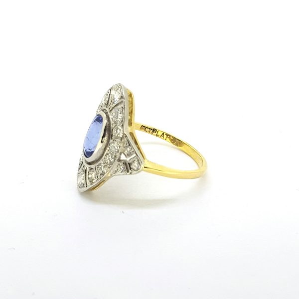 Art Deco Style Sapphire and Diamond Dress Ring