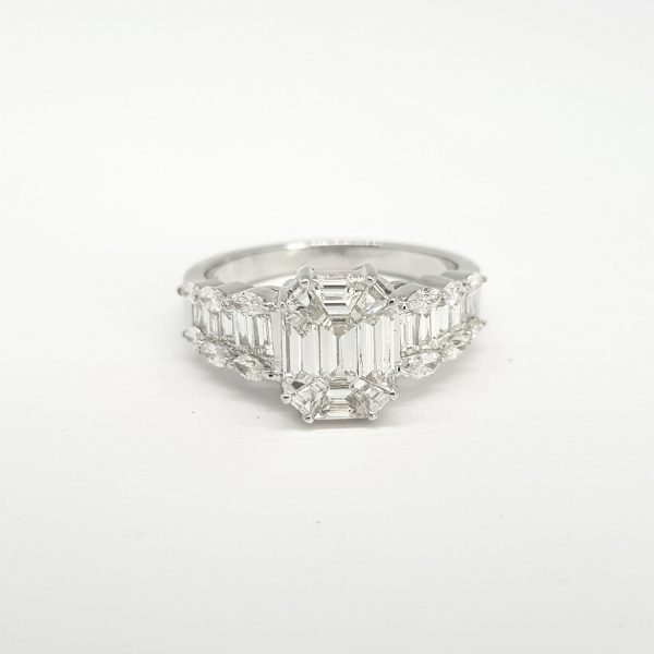 Illusion Set Diamond Dress Ring, 1.45 carats