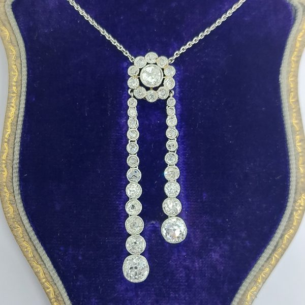 Antique Edwardian 2.40ct Diamond Negligee Pendant Necklace