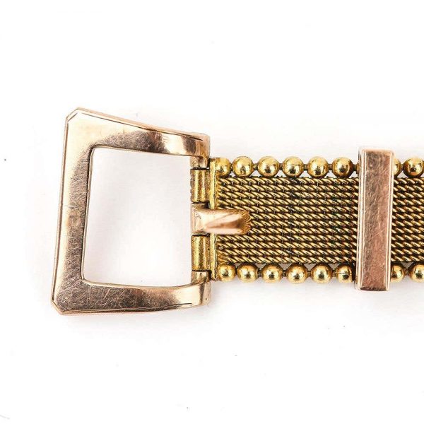 Antique Victorian Gold Mesh Belt Buckle Bracelet circa 1880