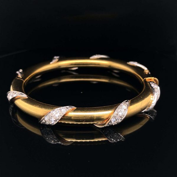 Vintage Diamond and 18ct Gold Bangle, 20th Century